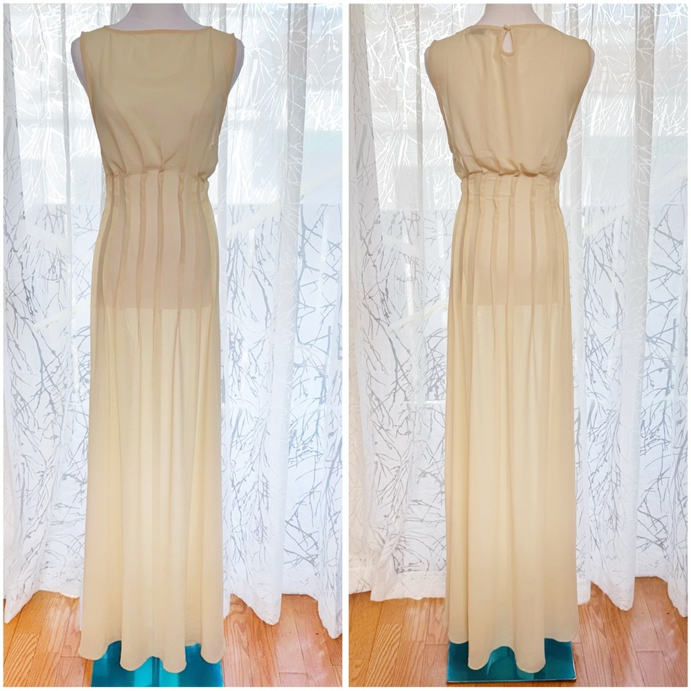 ARCINA ORI CREAM SHEER SLEEVELESS AUDREY MAXI DRESS - Picture 4 of 14